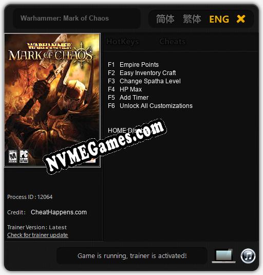 Warhammer: Mark of Chaos: Cheats, Trainer +6 [CheatHappens.com]