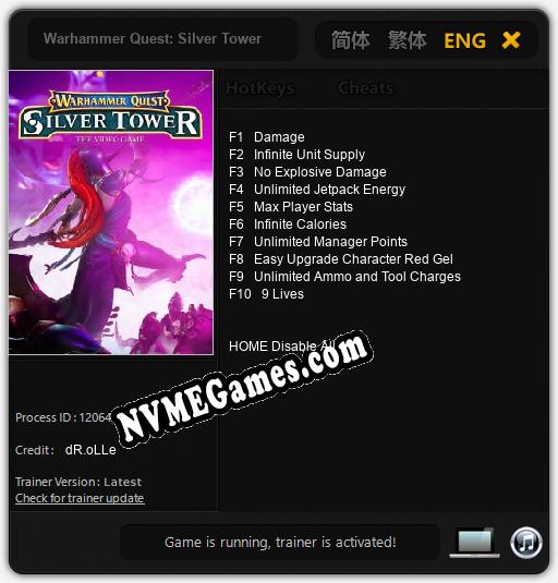 Warhammer Quest: Silver Tower: Trainer +10 [v1.8]