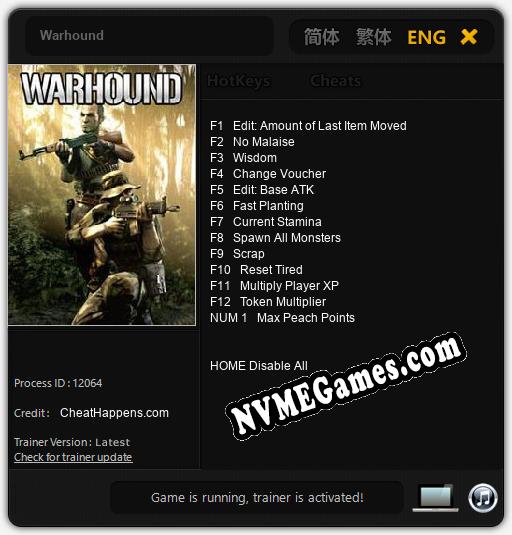 Treinador liberado para Warhound [v1.0.8]