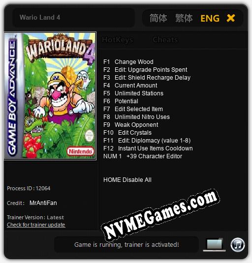 Wario Land 4: Treinador (V1.0.37)