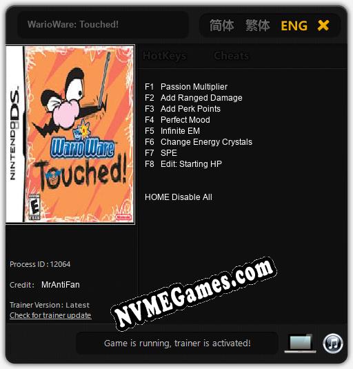 WarioWare: Touched!: Trainer +8 [v1.3]