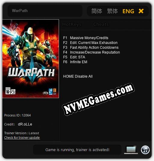 Treinador liberado para WarPath [v1.0.9]