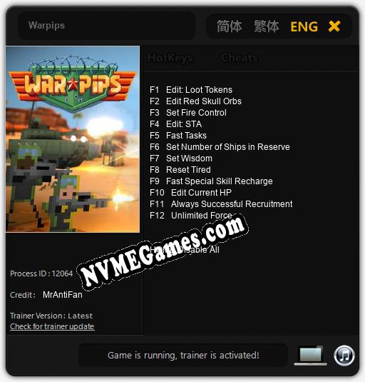 Warpips: Cheats, Trainer +12 [MrAntiFan]