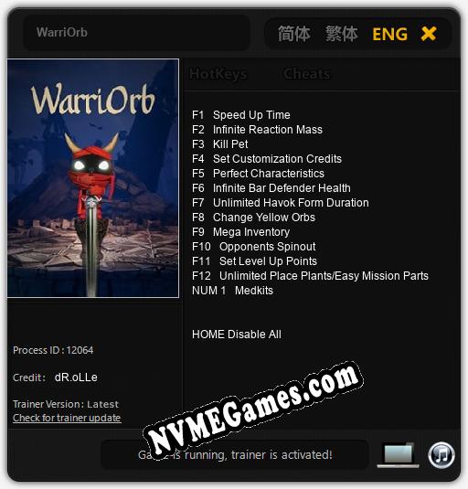 WarriOrb: Cheats, Trainer +13 [dR.oLLe]