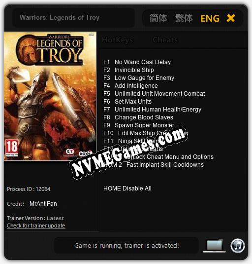 Warriors: Legends of Troy: Treinador (V1.0.34)