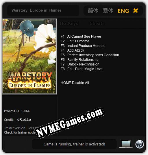 Warstory: Europe in Flames: Trainer +8 [v1.4]