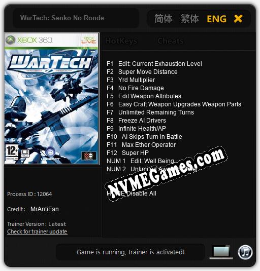 WarTech: Senko No Ronde: Trainer +14 [v1.3]