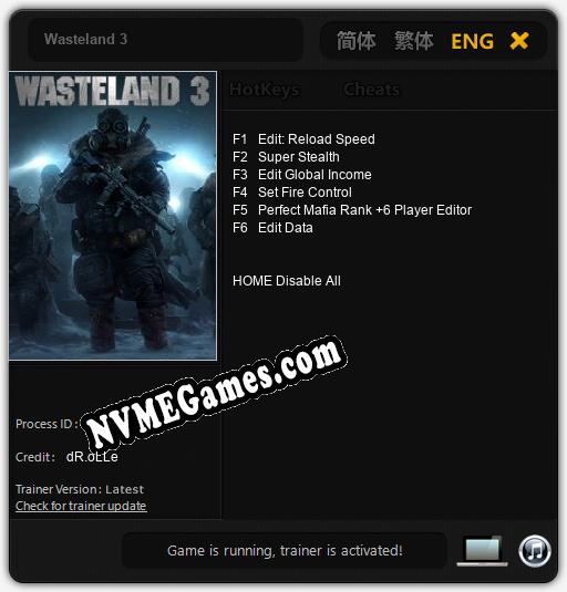 Treinador liberado para Wasteland 3 [v1.0.5]