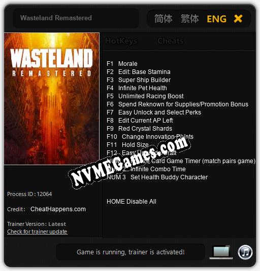 Treinador liberado para Wasteland Remastered [v1.0.5]