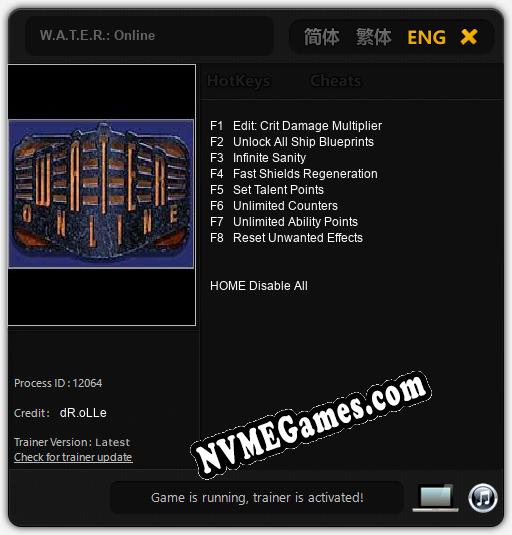 W.A.T.E.R.: Online: Treinador (V1.0.37)