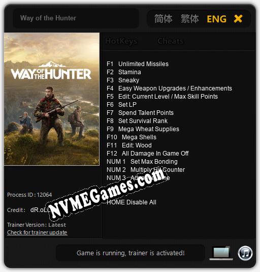 Way of the Hunter: Treinador (V1.0.8)