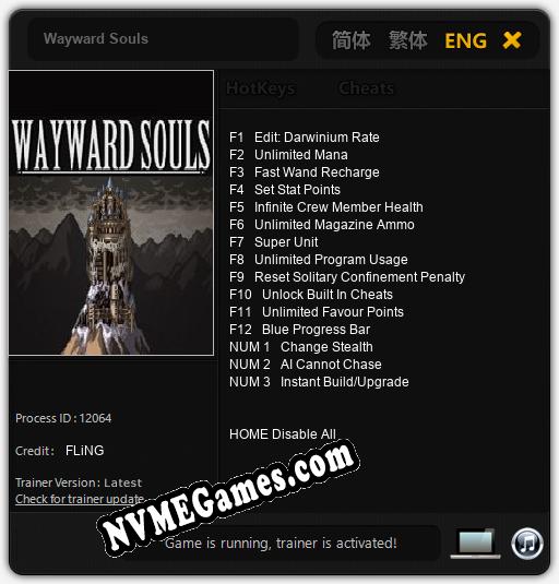 Treinador liberado para Wayward Souls [v1.0.3]