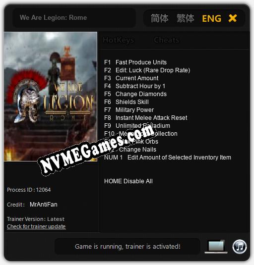 We Are Legion: Rome: Treinador (V1.0.68)