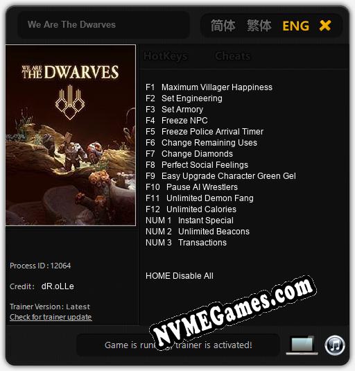 We Are The Dwarves: Treinador (V1.0.94)