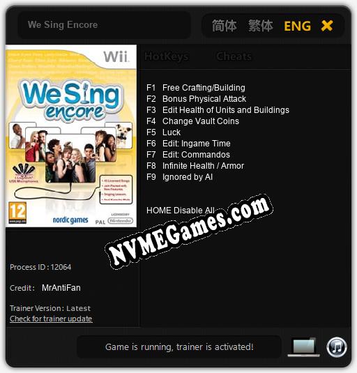 Treinador liberado para We Sing Encore [v1.0.2]