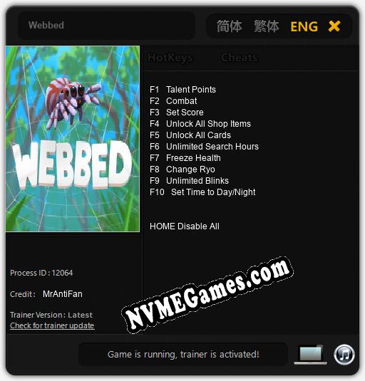 Treinador liberado para Webbed [v1.0.3]