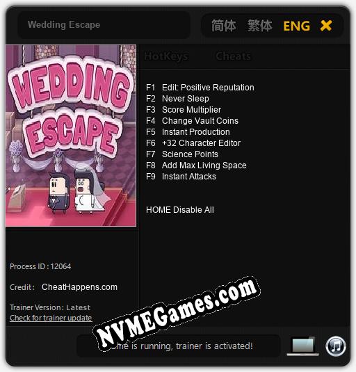 Treinador liberado para Wedding Escape [v1.0.1]