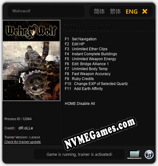 Wehrwolf: Treinador (V1.0.33)