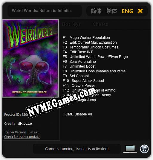 Weird Worlds: Return to Infinite Space: Treinador (V1.0.42)