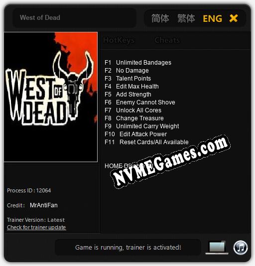 West of Dead: Treinador (V1.0.9)