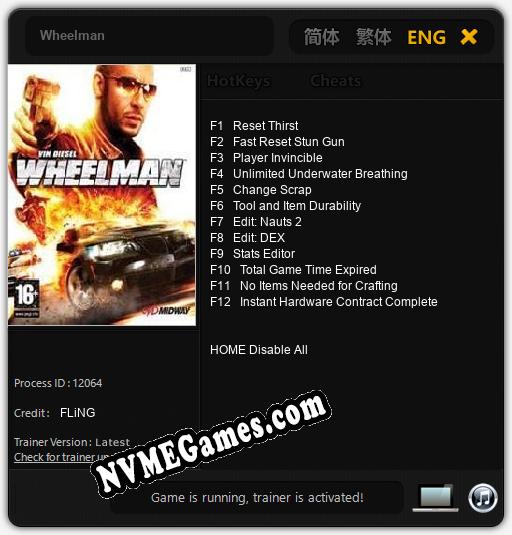 Wheelman: Cheats, Trainer +12 [FLiNG]