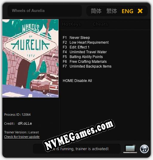 Wheels of Aurelia: Cheats, Trainer +7 [dR.oLLe]