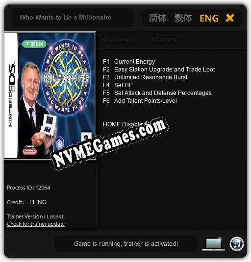 Who Wants to Be a Millionaire?: Trainer +11 [v1.7]