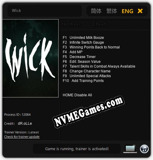 Wick: Trainer +10 [v1.7]