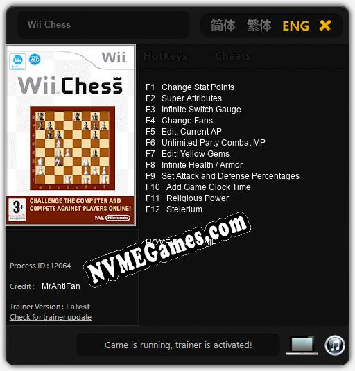 Wii Chess: Cheats, Trainer +12 [MrAntiFan]