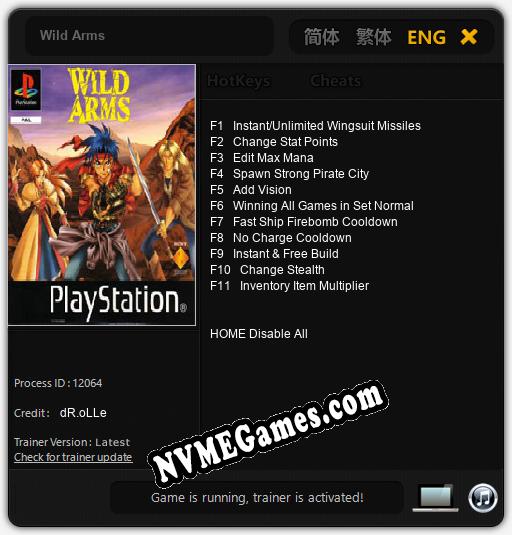 Wild Arms: Cheats, Trainer +11 [dR.oLLe]