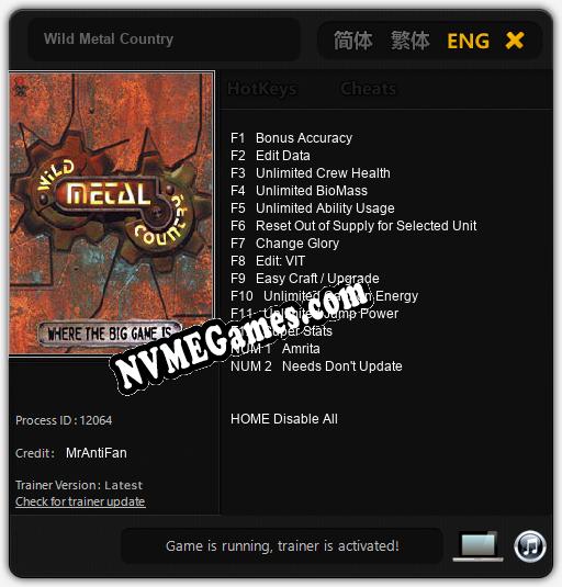 Wild Metal Country: Cheats, Trainer +14 [MrAntiFan]