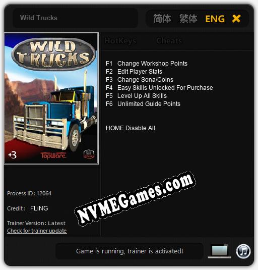 Wild Trucks: Trainer +6 [v1.7]