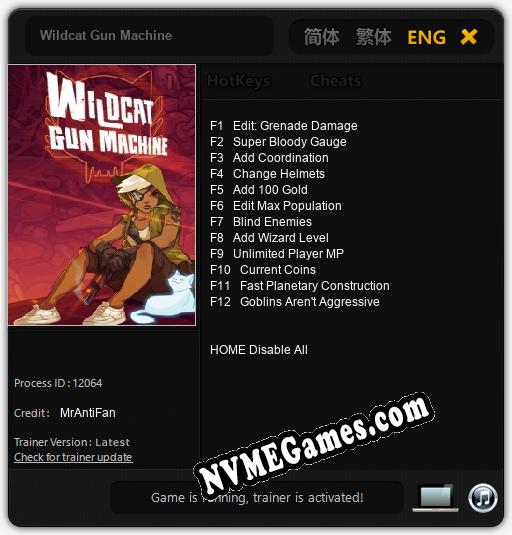 Wildcat Gun Machine: Treinador (V1.0.97)