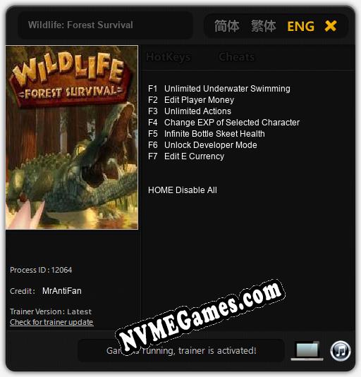 Treinador liberado para Wildlife: Forest Survival [v1.0.9]