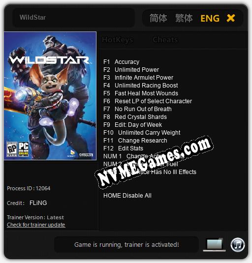 WildStar: Trainer +15 [v1.3]