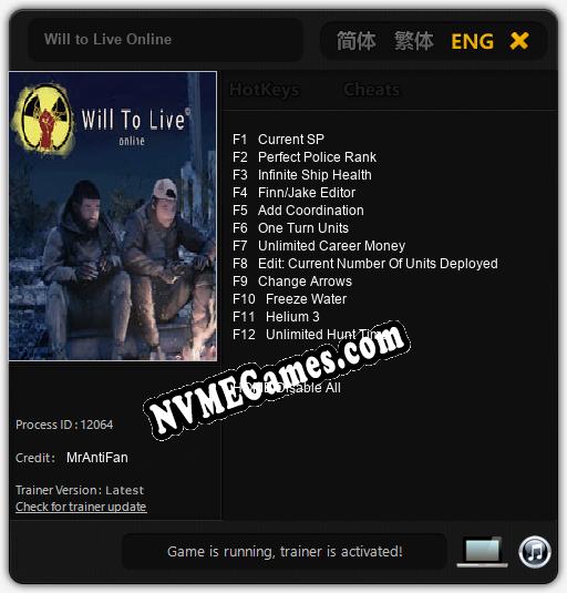 Will to Live Online: Treinador (V1.0.44)