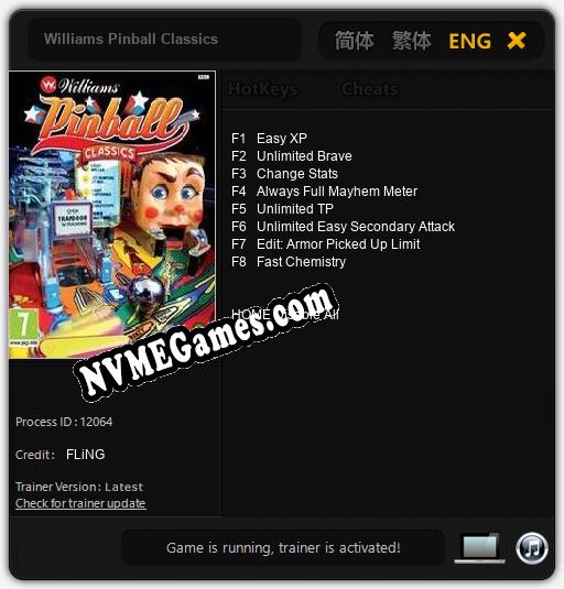 Treinador liberado para Williams Pinball Classics [v1.0.6]