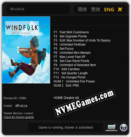 Treinador liberado para Windfolk [v1.0.3]