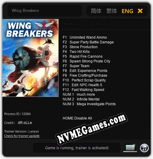 Treinador liberado para Wing Breakers [v1.0.4]