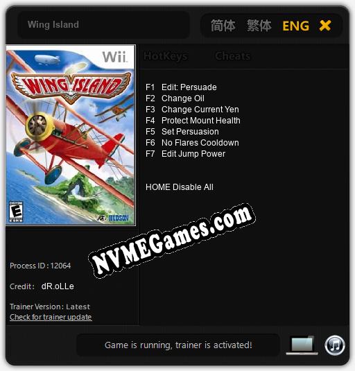 Treinador liberado para Wing Island [v1.0.5]