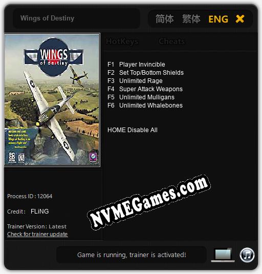 Treinador liberado para Wings of Destiny [v1.0.3]