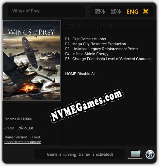 Wings of Prey: Cheats, Trainer +5 [dR.oLLe]