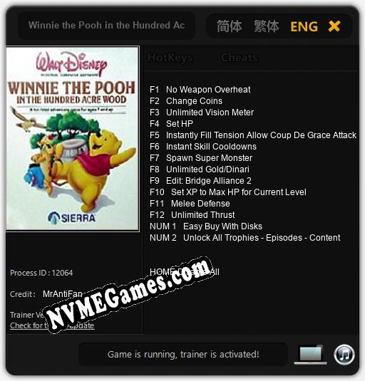 Winnie the Pooh in the Hundred Acre Wood: Cheats, Trainer +14 [MrAntiFan]