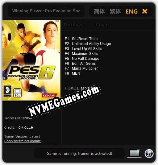 Winning Eleven: Pro Evolution Soccer 2007: Cheats, Trainer +8 [dR.oLLe]