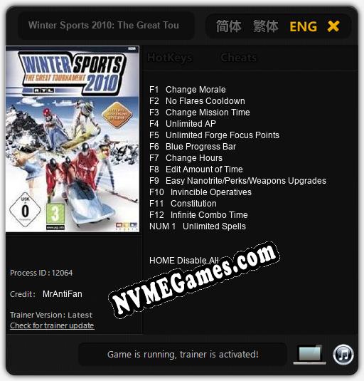 Winter Sports 2010: The Great Tournament: Trainer +13 [v1.1]