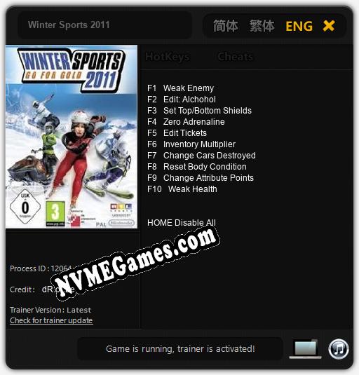 Winter Sports 2011: Cheats, Trainer +10 [dR.oLLe]