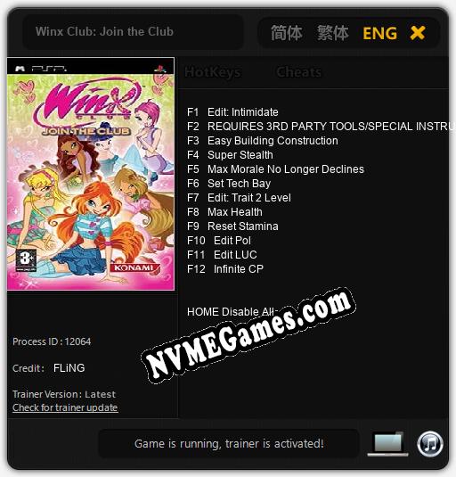 Treinador liberado para Winx Club: Join the Club [v1.0.1]