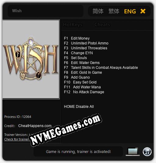 Treinador liberado para Wish [v1.0.5]