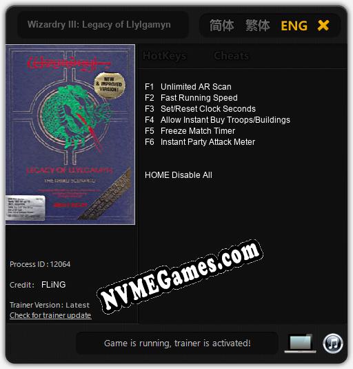 Wizardry III: Legacy of Llylgamyn: Cheats, Trainer +6 [FLiNG]