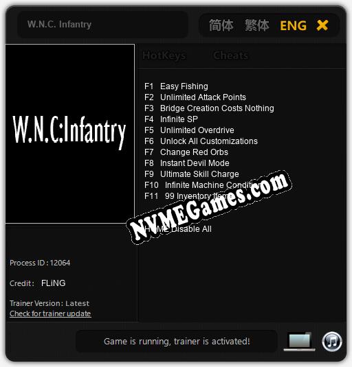 Treinador liberado para W.N.C. Infantry [v1.0.7]